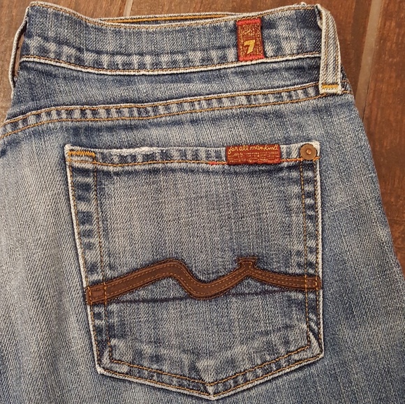 7FAM Straight Bootcut Leather Squiggle 28.5” - Picture 2 of 7